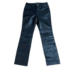Vintage The Gap Genuine Leather Riding Pants Y2K Bootcut Black Womens Sz 4